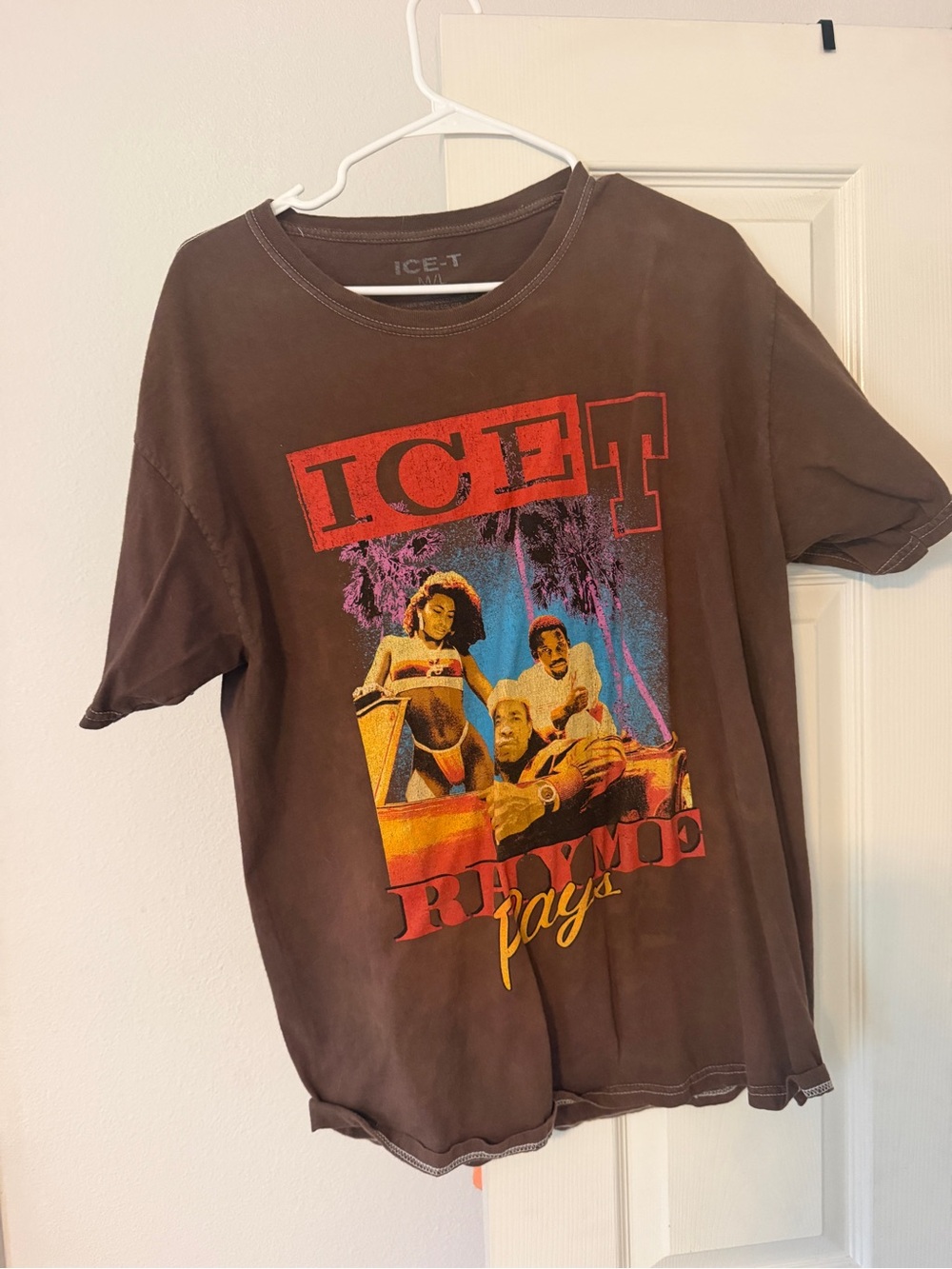 Ice Brown Graphic Tee with Multicolor Vintage Print